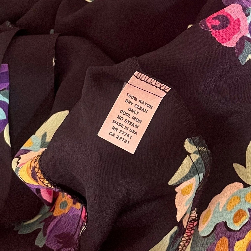 Betsey Johnson Black Floral Puff Sleeve Midi Dress - Picture 12 of 13